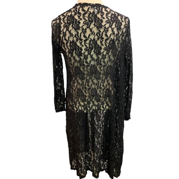 Small LulaRoe Womens Sarah Duster Cardigan Black Stretch Lace - Picture 5 of 7